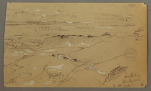 Teckning, Vy över Wady el-Arabah, 20 februari 1868 av Frederic Edwin Church
