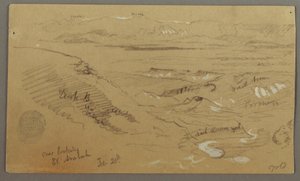 Teckning, Vy över Wady el-Arabah, 20 februari, möjligen 1868 av Frederic Edwin Church