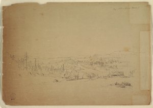 Teckning, Utsikt från Grand Manan Island, Kanada, mot havet, september 1851 av Frederic Edwin Church