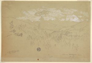 Teckning, Vy nära Berchtesgaden, Bayern, juni 1868 av Frederic Edwin Church