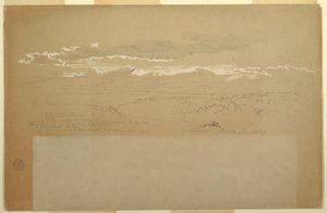 Teckning, Vy över bergskedja, Ecuador, 27 juni 1857 av Frederic Edwin Church