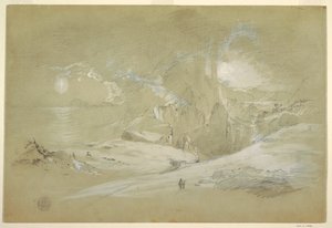 Teckning, Korsets vision, Landskap med ett fenomen, september 1868 av Frederic Edwin Church