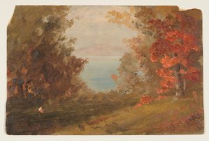 Teckning, skogsscen på hösten (Hudson, New York eller Maine), 1860-70 av Frederic Edwin Church