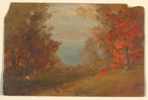 Teckning, skogsscen på hösten (Hudson, New York eller Maine), 1860-70 av Frederic Edwin Church