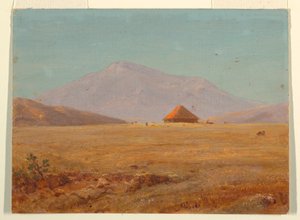 Ecuador ?, bergsplatå med hydda av Frederic Edwin Church