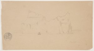 Flytande isberg med segelbåt av Frederic Edwin Church