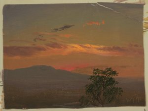 Landskap vid solnedgången, Hudson, N.Y. av Frederic Edwin Church