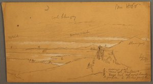 Flod genom Mountain Valley med Sky och Crescent Moon av Frederic Edwin Church