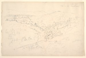 Skiss av ett Catskill-landskap (vy över Kaanterkill) av Frederic Edwin Church