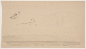 Skisser från Labrador of Snow on Land, Man in Boat och Bird av Frederic Edwin Church