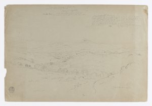 Studie. Landskap med berget Puresé. Skiss. Landskap av Frederic Edwin Church