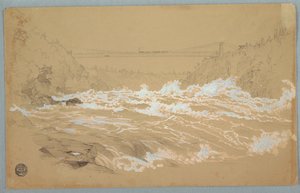 Gorge, Niagara, tittar mot hängbron av Frederic Edwin Church