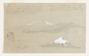 Utsikt över vulkanen Puresé, Colombia och Mount Sincholagua, Ecuador av Frederic Edwin Church