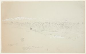 Byn Kuseiyeh, berget Libanon i fjärran av Frederic Edwin Church