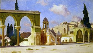 El Haram, Jerusalem (olja på panel) av Frederic Leighton