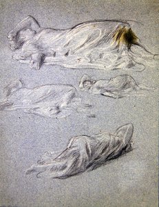 Studie för Cymon och Iphigenia (svartvita krita på papper) av Frederic Leighton