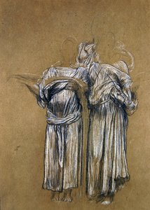 Studera för musik (krita på papper) av Frederic Leighton