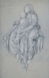Study for The Daphnephoria, c.1876 (svartvit krita på blått papper) av Frederic Leighton