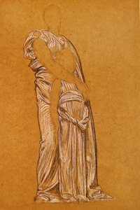 Studera för dansen (svartvit krita på papper) av Frederic Leighton