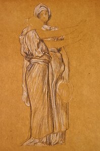 Studera för dansen (svartvit krita på papper) av Frederic Leighton