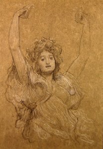 Studie av en dansande flicka (svartvit krita på papper) av Frederic Leighton