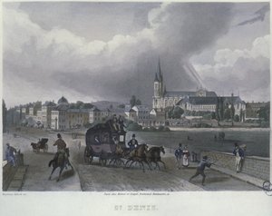 Staden St. Denis, graverad av Frederic Martens (1809-75) 1832 (färgstick)