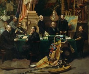 Jules Ferry (1832-1893) välkomnade delegater från kolonier i november 1892 av Frederic Regamey