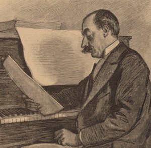 Porträtt av pianisten och kompositören André Messager 1853-1929, 1891. av Frederic Regamey