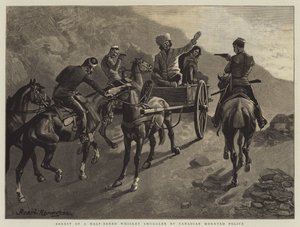 Den kanadensiska bergspolisen griper en halvblodig whiskysmugglare av Frederic Remington
