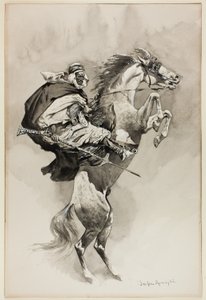 "As They Threw their Animals Back upon their Haunches", illustration till An Arabian Day and Night, i Harper