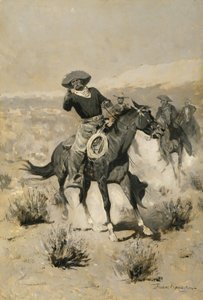 Days on the Range ("Upp med händerna!") av Frederic Remington