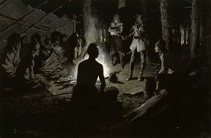 Fransk upptäcktsresandes råd med indianerna av Frederic Remington