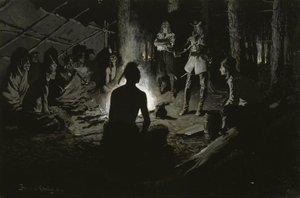 Fransk upptäcktsresandes råd med indianerna av Frederic Remington