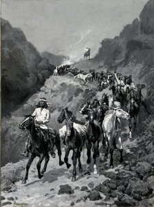 Geronimo and his Band Returning from a Raid into Mexico (olja på duk) av Frederic Remington
