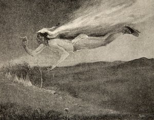 Glad like Ishkoodah, the comet, Like the star with eldy tresses, från The Song of Hiawatha av Henry Wadsworth Longfellow (1807-82), pub. av George G. Harrap und Company Ltd., 1911 av Frederic Remington