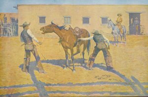 Hans första lektion, från Colliers Weekly, pub.1903 av Frederic Remington