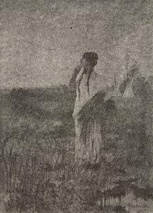 Som ett spöke som går i soluppgången såg han en jungfru gå, ur Hiawathas sång av Henry Wadsworth Longfellow (1807-82), publicerad av George G. Harrap und Company Ltd., 1911. av Frederic Remington