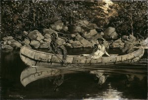 Paddling av skadad brittisk officer av Frederic Remington