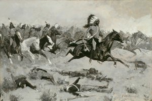 Rusande röda loger passerade genom linjen av Frederic Remington
