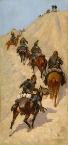 Scouter som klättrar på ett berg, 1891