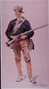 Spansk-amerikanska kriget 1898, amerikansk infanterist beväpnad med Krag-Jorgensen magasinsgevär