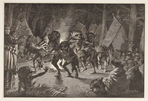 The Buffalo Dance, från Harpers Weekly, pub 1887 av Frederic Remington