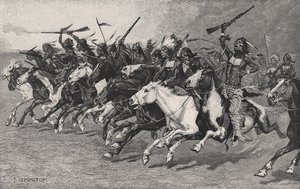 Laddningen på solpolen av Frederic Remington