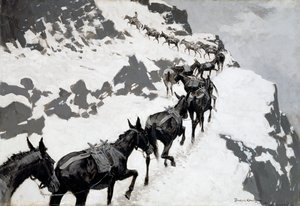 The Mule Pack (Ett malmtåg som går in i silvergruvorna, Colorado) 1901 av Frederic Remington