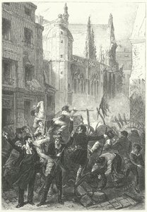 Junidagarnas uppror, revolutionen 1848, Paris (gravyr)