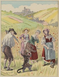 Le Chat Botte, Puss In Boots (färg litho) av Frederic Theodore (after) Lix
