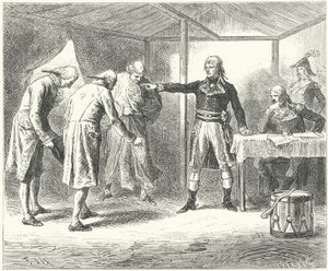 Napoleon avskedar den venetianska delegationen efter massakrerna på fransmännen i Venedig och Verona av Frederic Theodore (after) Lix