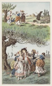 Vi var tre tjejer (färg litho) av Frederic Theodore (after) Lix