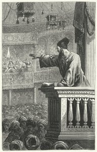 En imam som läser ur Koranen (gravyr) av Frederic Theodore Lix