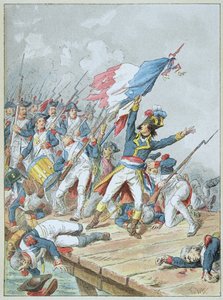 Bonaparte korsade bron d Arcole i november 1796 av Frederic Theodore Lix